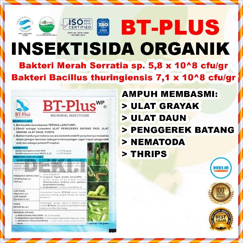 Bio Insektisida Organik Bt Plus 50 Gr Bacillus T Bakteri Merah Serratia Pestisida Nematisida