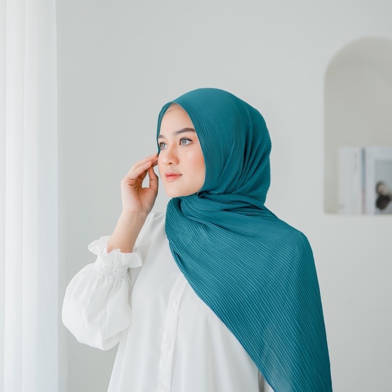 Pashmina Plisket Biru Tosca Pashmina Biru Tosca Plisket || Pashmina Plisket Ceruty || Biru Tosca Hij