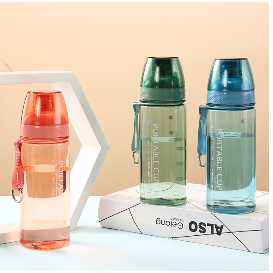 Botol Minum Portable Cup Premium Botol Air Minum Sport Travel Anak Sekolah Dewasa Kapasitas 600 ML Botol Minum Infuse Water