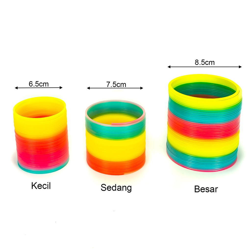 Mainan Rainbow Spring Plastik Warna Warni Mainan Per Pegas Spiral Kantong