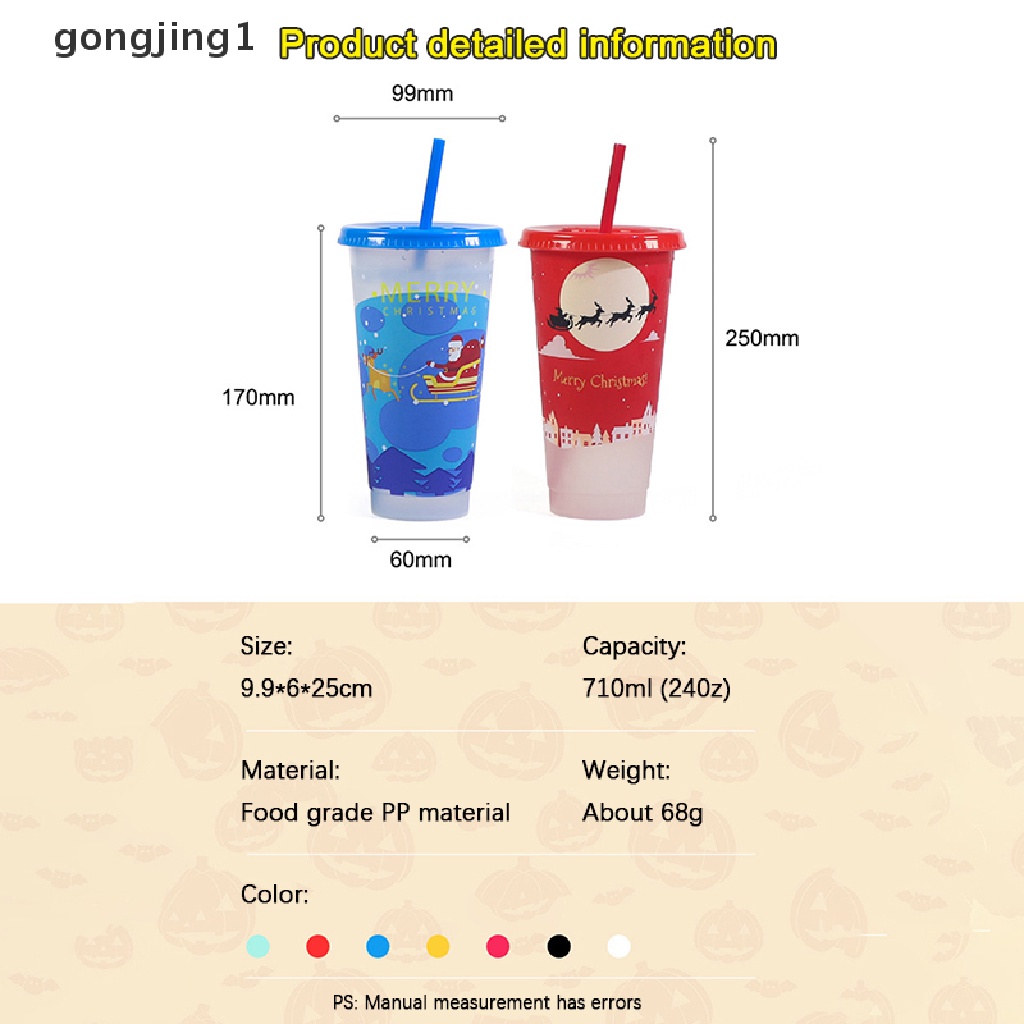 Ggg Gelas Jerami Berubah Warna Natal Aman Makanan Reusable Creative Water Cups Magical Plastic Cold Water Color Changing Cup Mug Kopi New Year Girfts ID