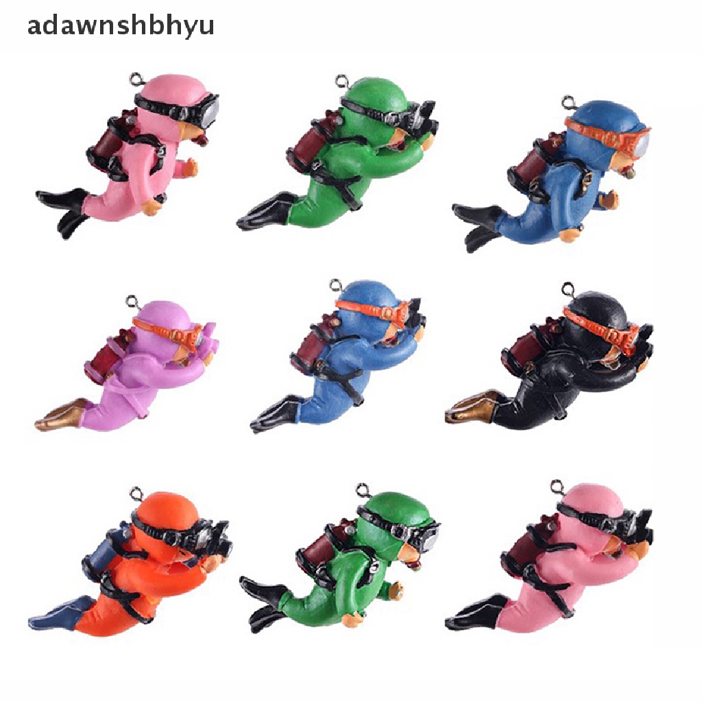 Adawnshbhyu Kawaii Resin Frogman Aquarium Ornamen Interesg Floag Dekorasi Simulasi Mini Diver Ikan Aquarium Aksesoris ID