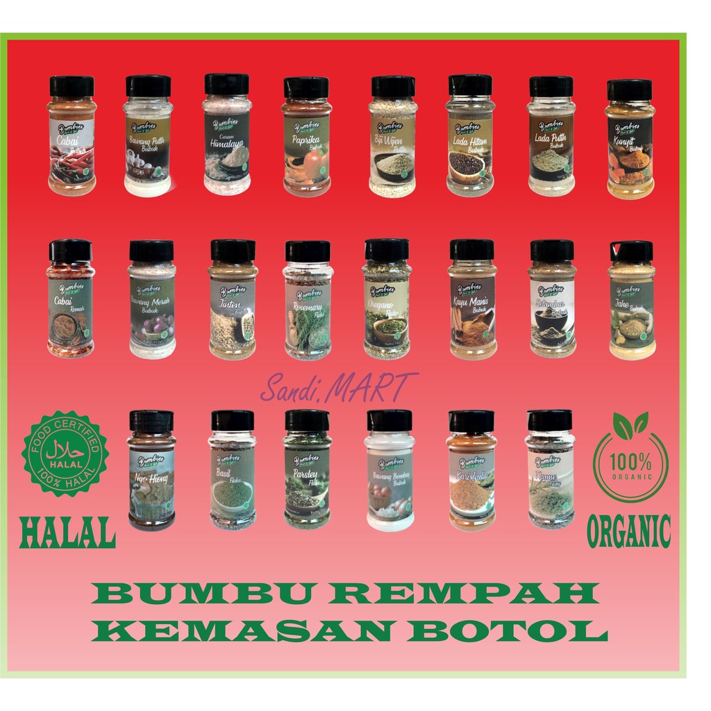 

Bumbies Herb and Spices All Variants | Bumbu Instan | Rempah Rempah Botol Cabai Bubuk Bawang Merah Bubuk Bawang Putih Bubuk Lada Hitam Bubuk Lada Putih Bubuk