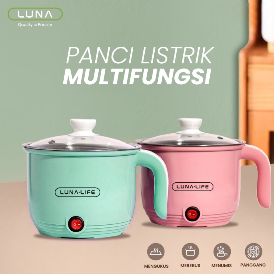 Panci Listrik Serbaguna Portable Electric Cooker Frying Pan 1.8L LUNA