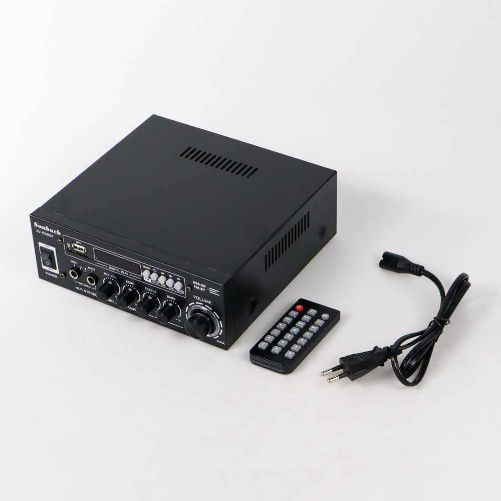 ampli mini langung ke listrik Sunbuck Audio Bluetooth 5.0 DAC Amplifier 2 Ch Remote 2000W - AV-660BT