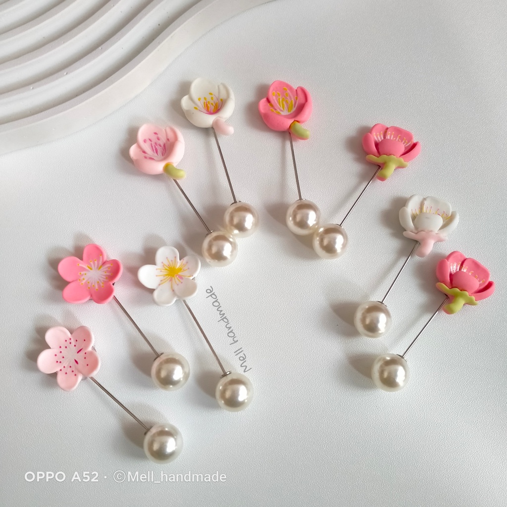 Tuspin Hijab Mutiara | Tuspin Bunga | Peniti Hijab Wanita Bentuk Bunga | Tuspin Karakter | Bros Tusp