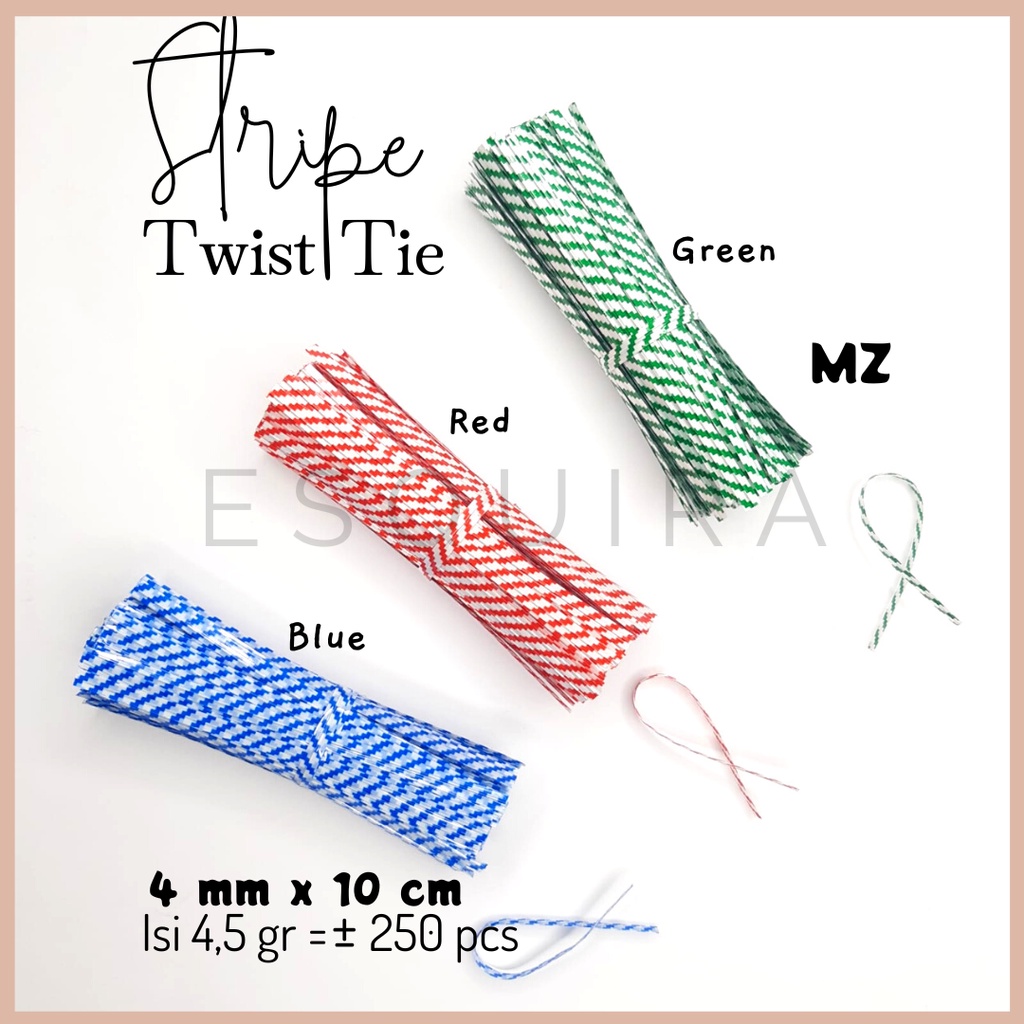 Stripe Twist Ties /  Kawat Pengikat Kemasan / 4MM 10 CM / ± 250 PCS