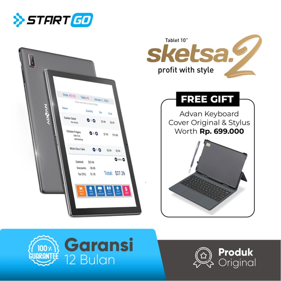 Advan Tab Sketsa 2 4GB / 64GB 10&quot; Tiger T310 Android 11 Garansi Resmi