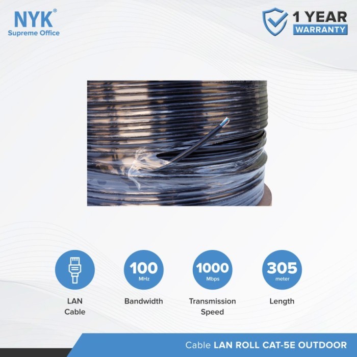 Kabel lan Outdoor roll 305m Nyk Outdoor cat 5e utp - Cable lan rj45 nyk cat5