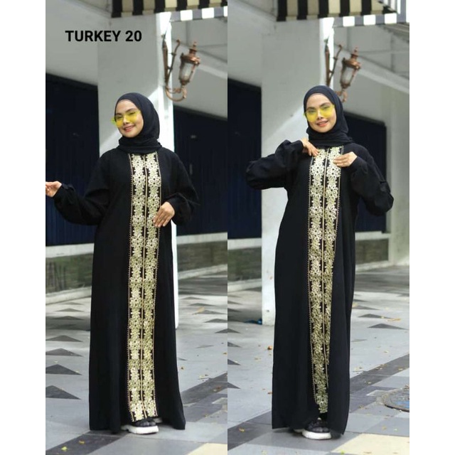 Abaya Hitam Turkey Gamis Maxi Dress Arab Saudi Bordir Turki Dubai Turkey 20 Kualitas Import Terbaik