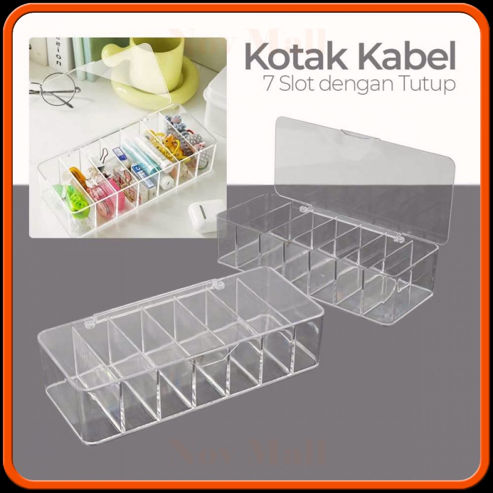 Kotak Kabel Organizer Cable Storage Box 7 Slot with Cover -ST447