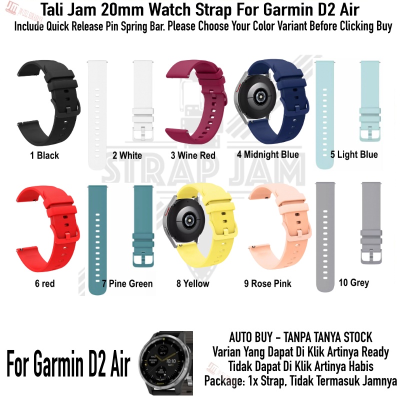 PWK Tali Jam Tangan Garmin D2 Air - Strap 20mm Silikon Rubber Warna Warni Cerah