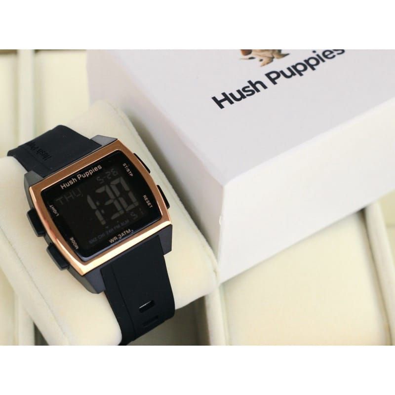 (Terima Cod)Jam Tangan Unisex Hushpuppies 2111 Digital Anti Air/Water Resist Strap rubber/Karet(Dikirim Jakarta)