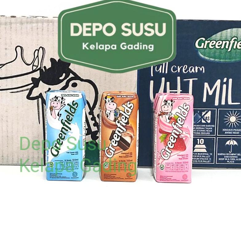 

[BAYAR DITEMPAT] Susu Greenfields UHT 125 ml X 40pcs All Varian | Full Cream Coklat Strawberry plain 125ml Greenfield