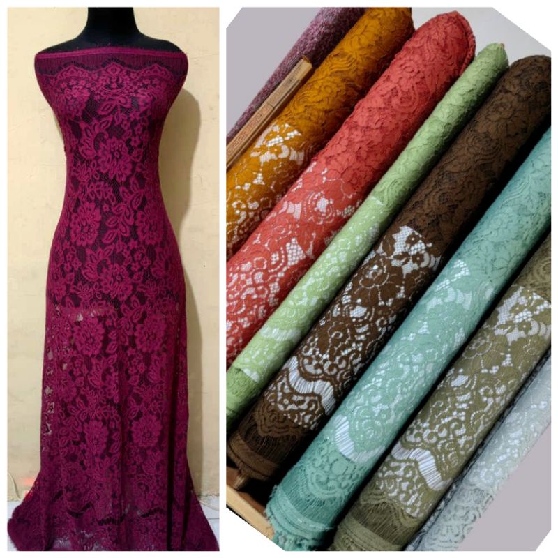 Bakal Kebaya Brokat Semifrancis Kain Brukat SemiPrancis Katun