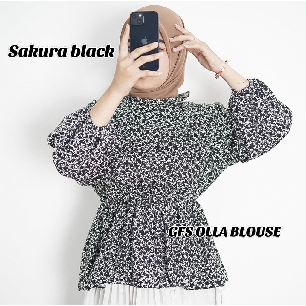 Tq88indonesia Fashion  Baju Atasan Wanita Terbaru / FLOWY BLOUSE VINTAGE KOREAN STYLE / OLLA BLOUSE / Blus Casual Floral / Ootd Kasual