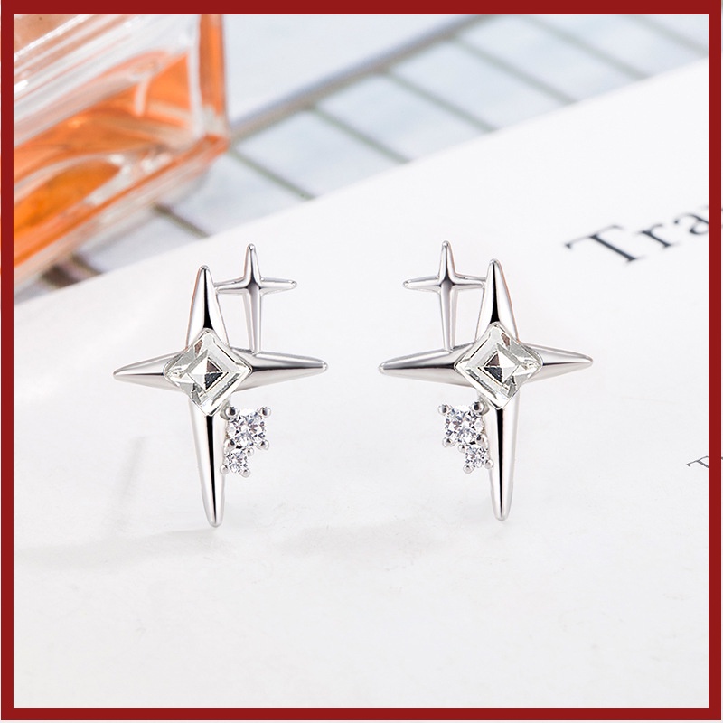 Anting Tusuk Motif Asterisme Salib Berlian Untuk Wanita U1418