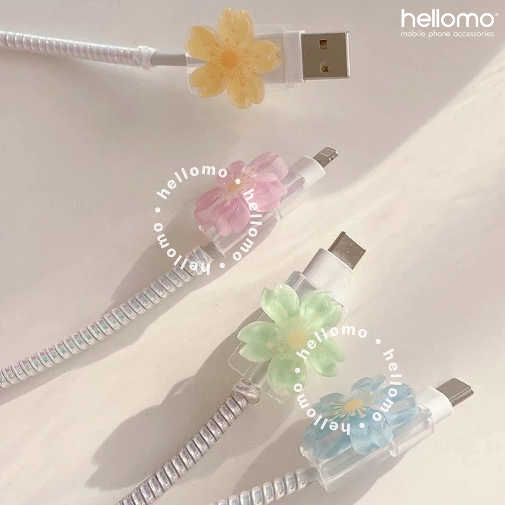 Cable Saver iPhone Android Pelindung Ujung Kabel Charger Hp Flower 3D Cable Protector