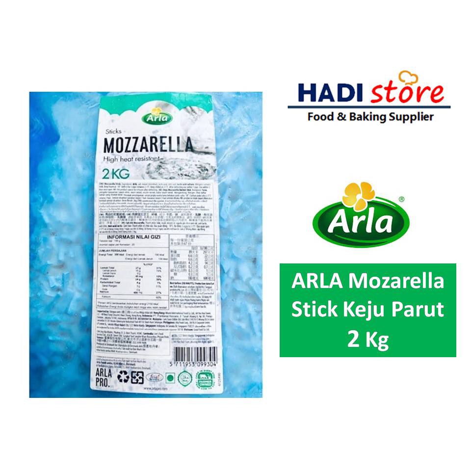 

ARLA KEJU PARUT MOZZARELLA STICK SHREDDED MOZARELLA CHEESE 2 KG PACK