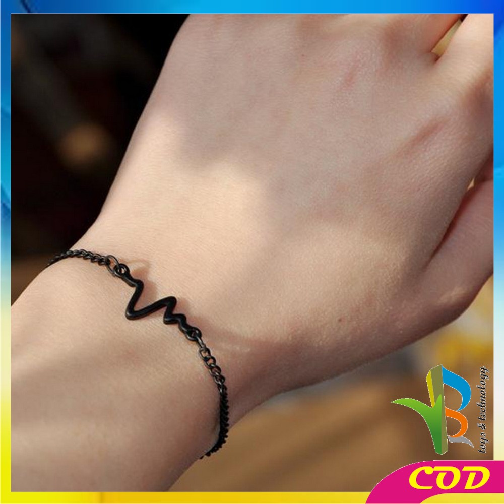 RB-K82 Gelang Rantai Bentuk Denyut Jantung Korean Style Pria Wanita Aksesoris Gelang Zigzag Nadi Adjustable Simple