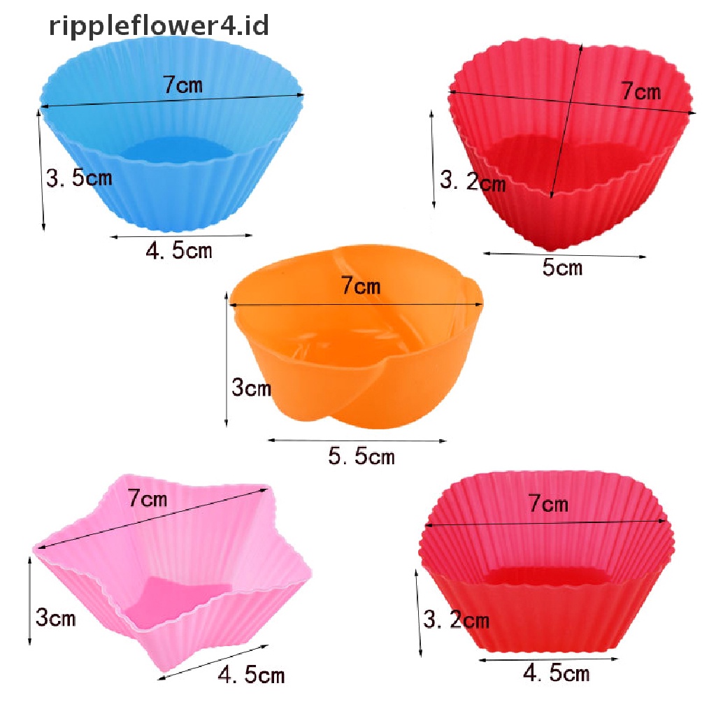 {rippleflower4.id} 7pcs/set Cetakan Silikon Kue Muffin Cupcake Baking Mold DIY Alat Dekorag Kue~