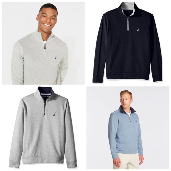 Nautica Half Zipper Atasan Jaket Sweater Pria Polos Hitam Putih Ori Harga Turun