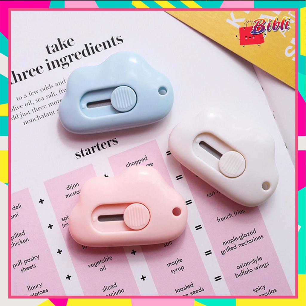 

♛ ♛Cutter Mini Portable Karakter Awan Pisau Pemotong Kertas Cutter Sekolah