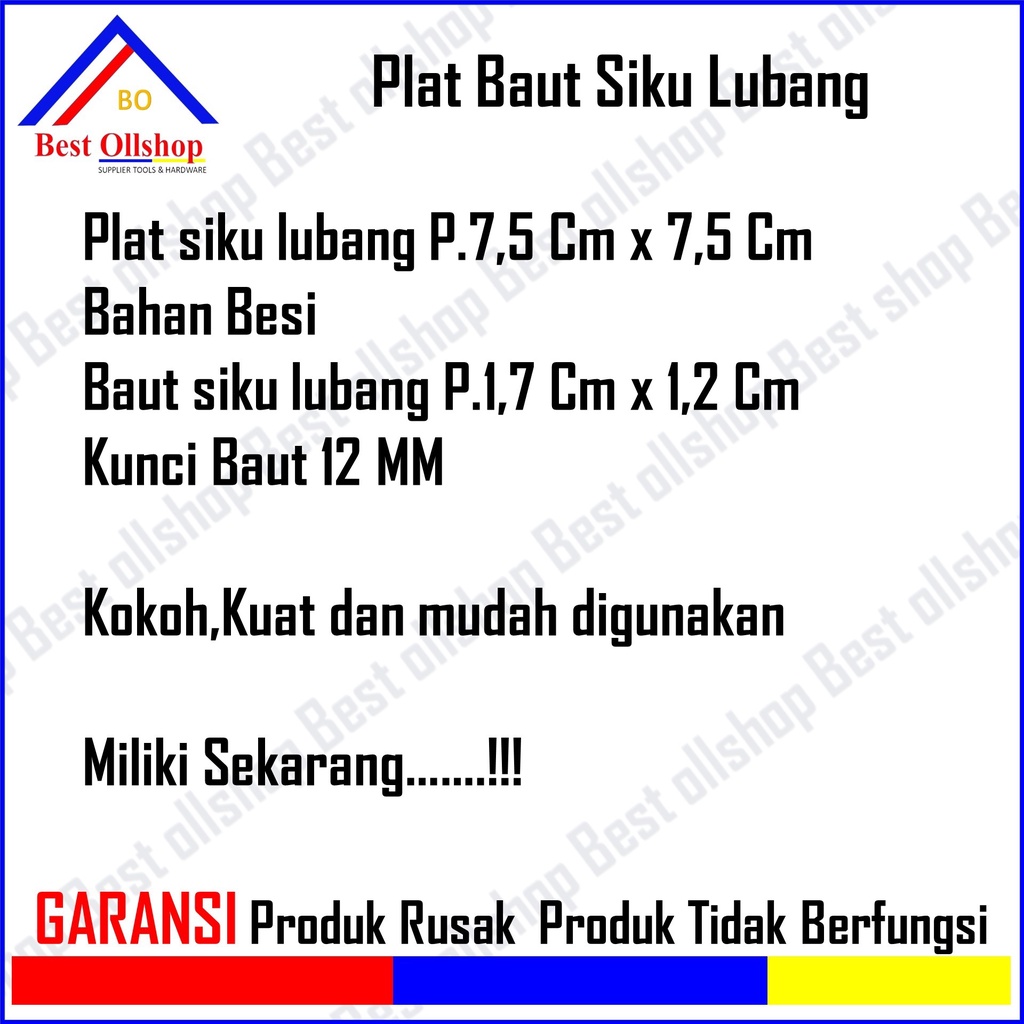 Plat Siku / Plat Siku Penyangga / Mur Baut Siku Lubang Rak Besi  / Siku Segitiga Untuk Besi Rak Lubang Baut Mur Siku Lubang