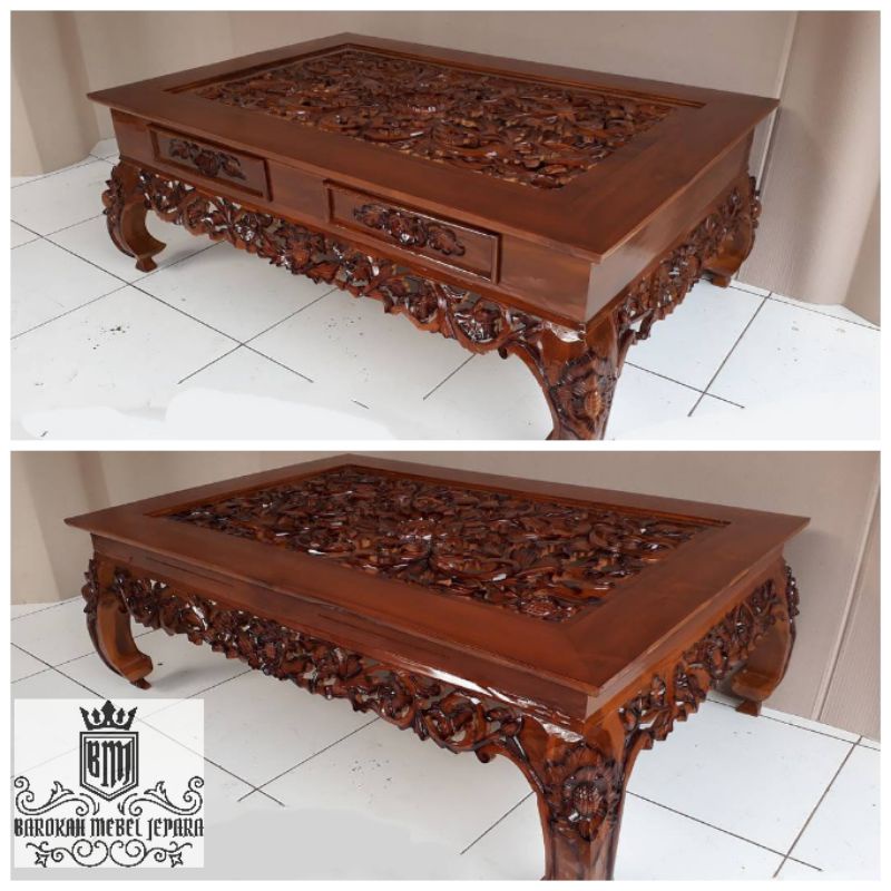 meja ketapang ukir 120 x 80
