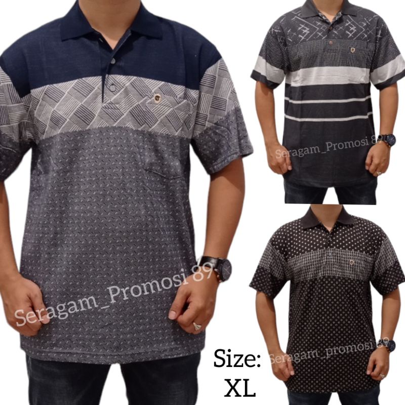 KAOS KERAH KATUN PRIA DEWASA / kaos katun bapak bapak / kaos wangky orang tua / kaos kerah katun size xl / kaos katun motif corak / kaos katun tebal / polo shirt katun Bermotif / kaos katun korea pria