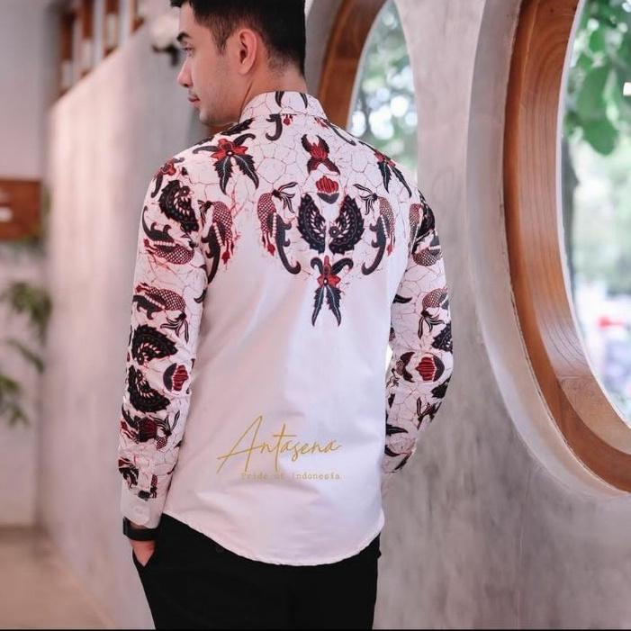 RAJATA Baju Batik Pria Lengan Panjang Lapis Furing Modern / Hem Kemeja Batik Bahan Katun Printing Wa