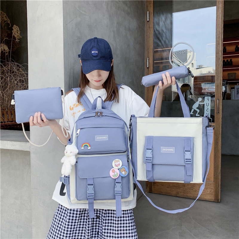 Tas Sekolah Anak Perempuan 4in1 Tas Ransel Fashion Korea Style Tas Punggung Anak