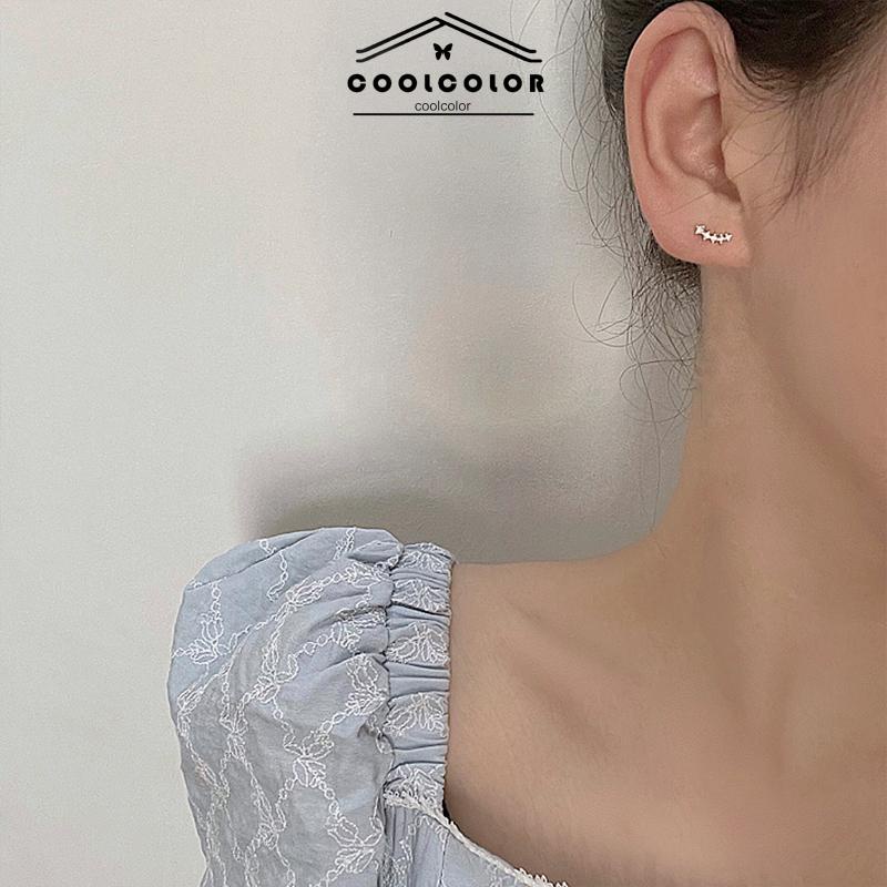 COD❤️Anting Zirkon Set Mikro Sederhana  Baris Kecil Berlian Geometris  Anting Gandum Kecil yang Lucu- cl