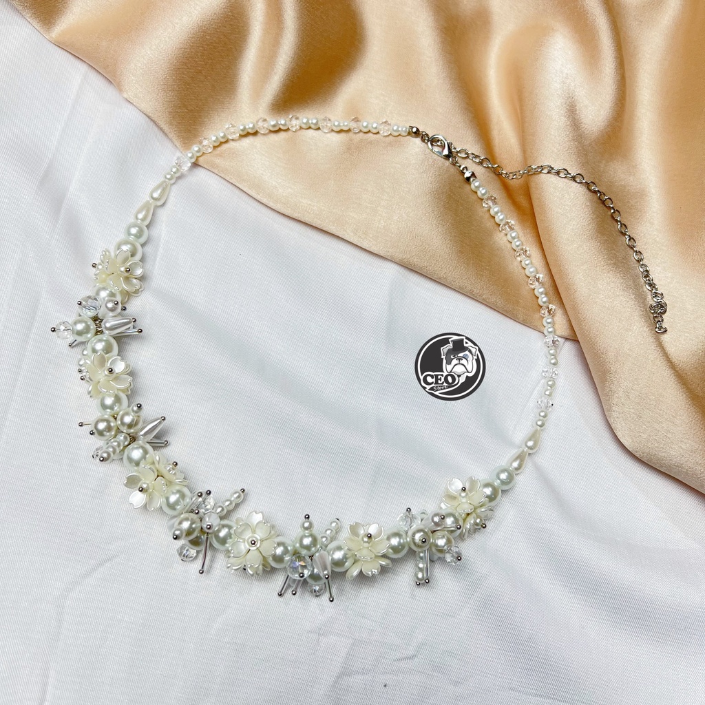 READY STOCK CRYSTAL BEADS NECKLACE PREMIUM  - KALUNG DAILY HIJAB FASHION HANDMADE LAYER CHOKER KOREAN NECKLACE KONDANGAN  Kalung Mutiara Aesthetic Manik Hijab NonHijab Choker