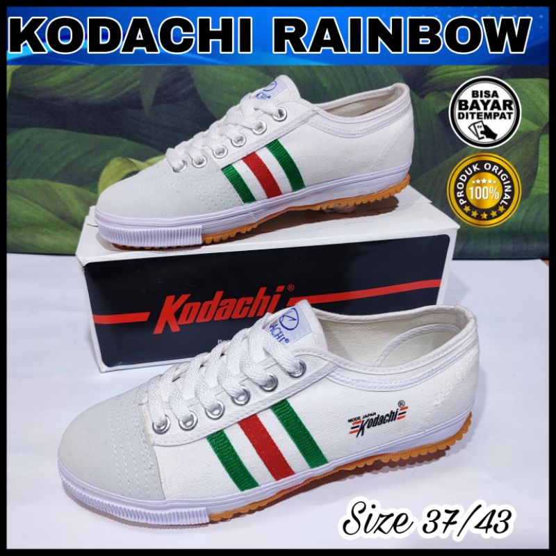 KODACHI Sepatu Capung Badminton Volly Cowok Dewasa Kodaci Rainbow Jadul Putih Sol karet Anti Slip 37