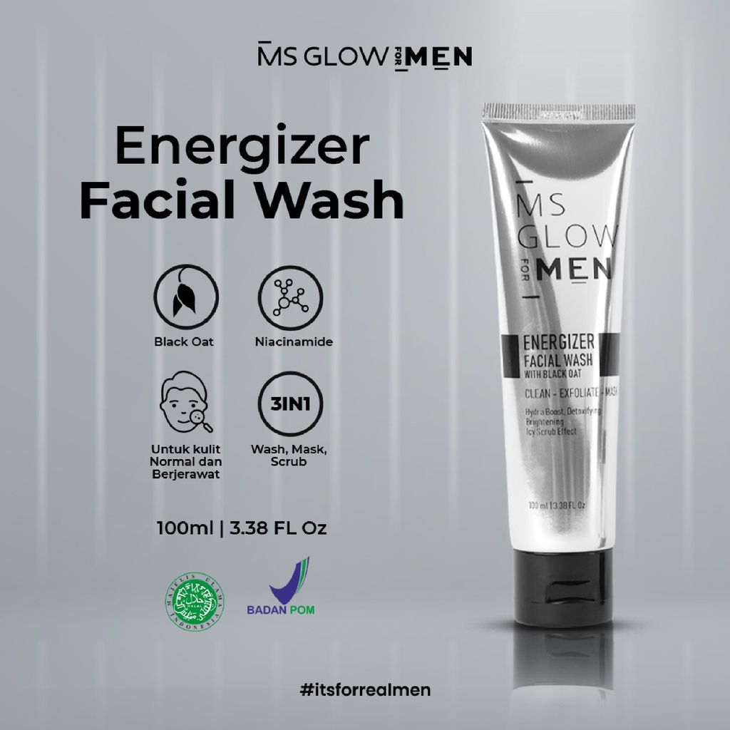 MS GLOW FOR MEN Energizer Facial Wash + Sunscreen Spray