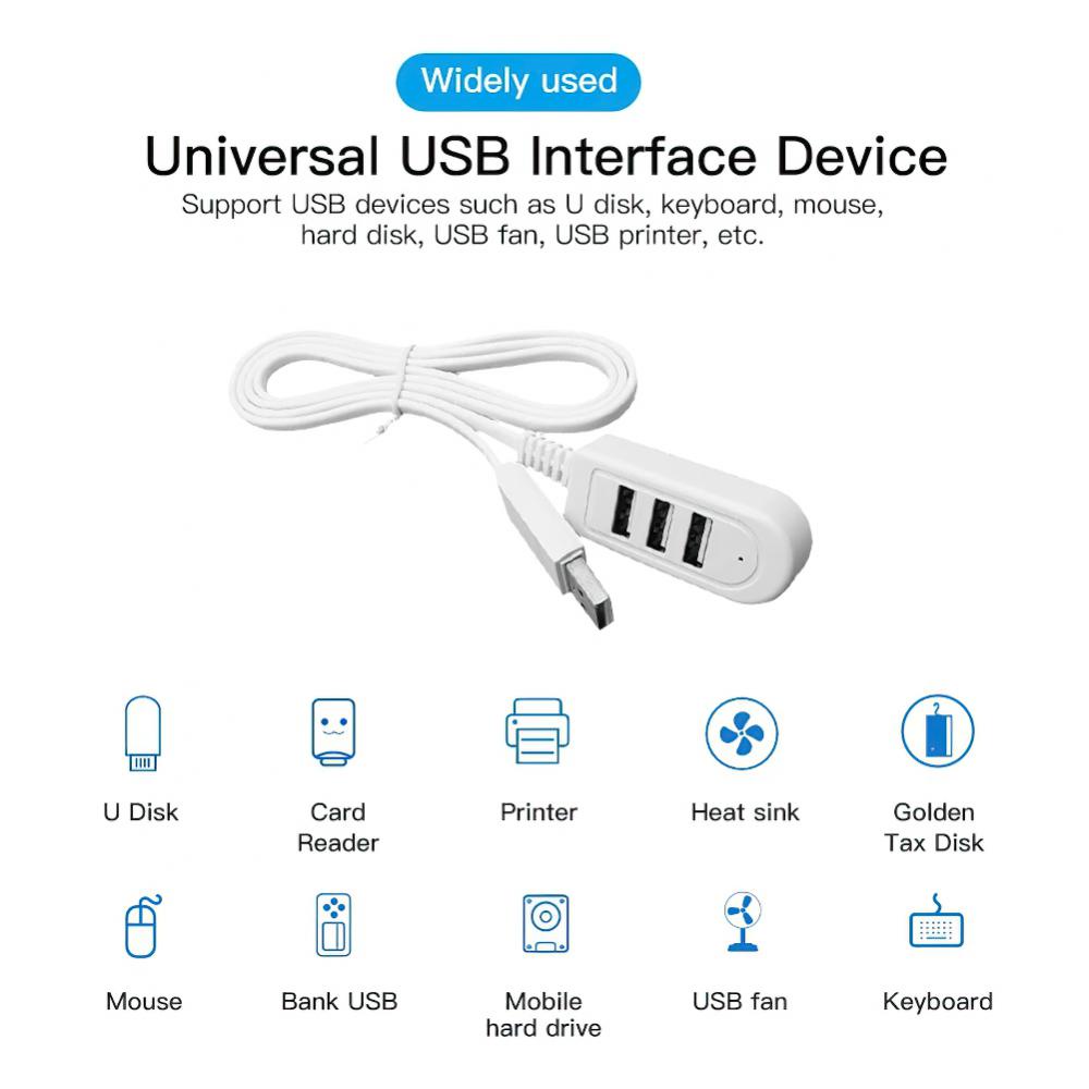 3 Port USB Multi-fungsi 3A Pengisi Daya Konverter Kabel Ekstensi Jalur Ekspansi Multi-port Hub Aksesori Kabel Data Digit