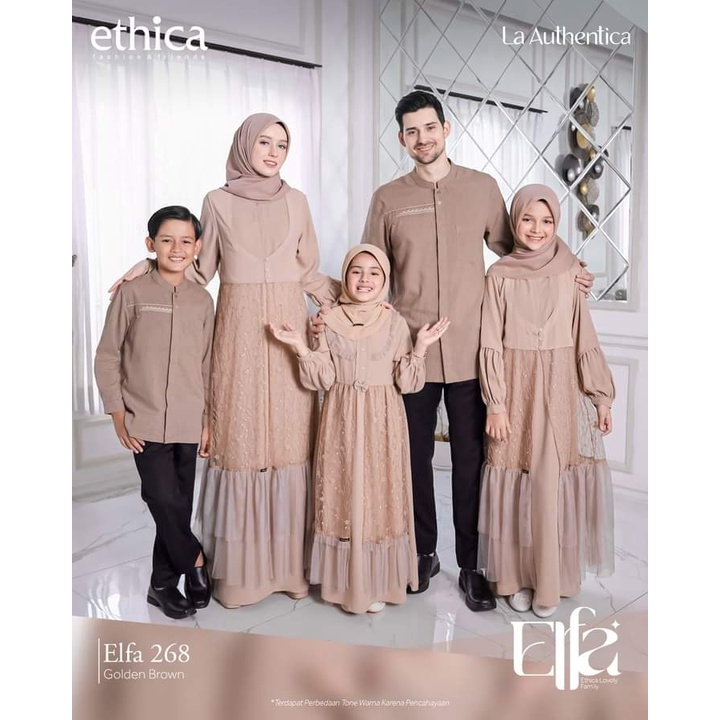 Ethica Elfa 268 Golden Brown Kagumi 272 Kagumi Kids 129 Kahfi 245 Kahfi Kids 176 Baju Muslim Sarimbit Keluarga Family Series Terbaru Lebaran 2023