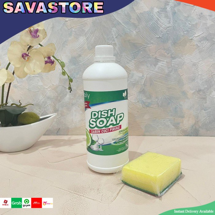 SABUN CUCI PIRING JERUK NIPIS DAILY DISH SOAP 1 LITER +FREE SPONS