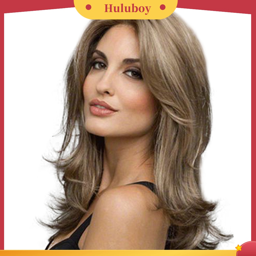 Wig Rambut Ekstensi Model Panjang Keriting Gelombang Warna Gradasi Untuk Wanita