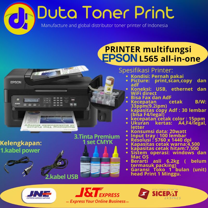 Jual Printer Epson L565 All In One Print Scan Copy Adf Wifi Fax Siap Pakai Shopee Indonesia 6343