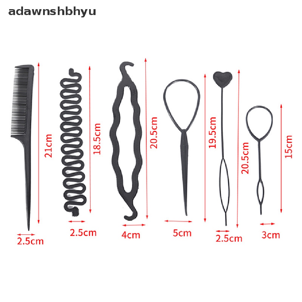 Adawnshbhyu 6pcs /set Alat Mengepang Gaya Rambut Tarik Melalui Rambut Disk Rambut Sisir Rambut ID