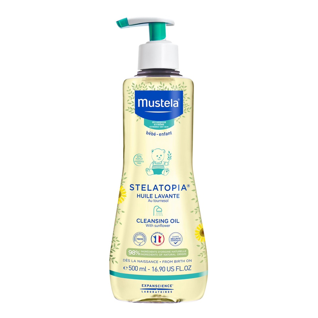 Mustela Stelatopia Cleansing Oil 500 ml - Sabun Mandi Bayi Kulit Atopik