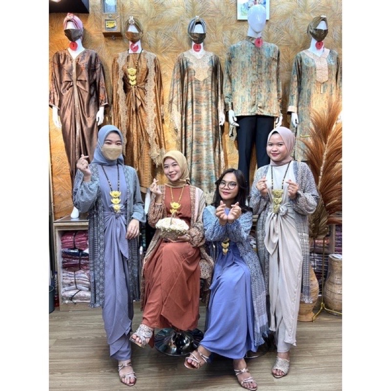SET KAFTAN IKAT GIES ORIGINAL BAHAN CERUTY MOTIF PLISKET MIX AIRFLOW / DRESS BISA DIIKAT / KAFTAN PR