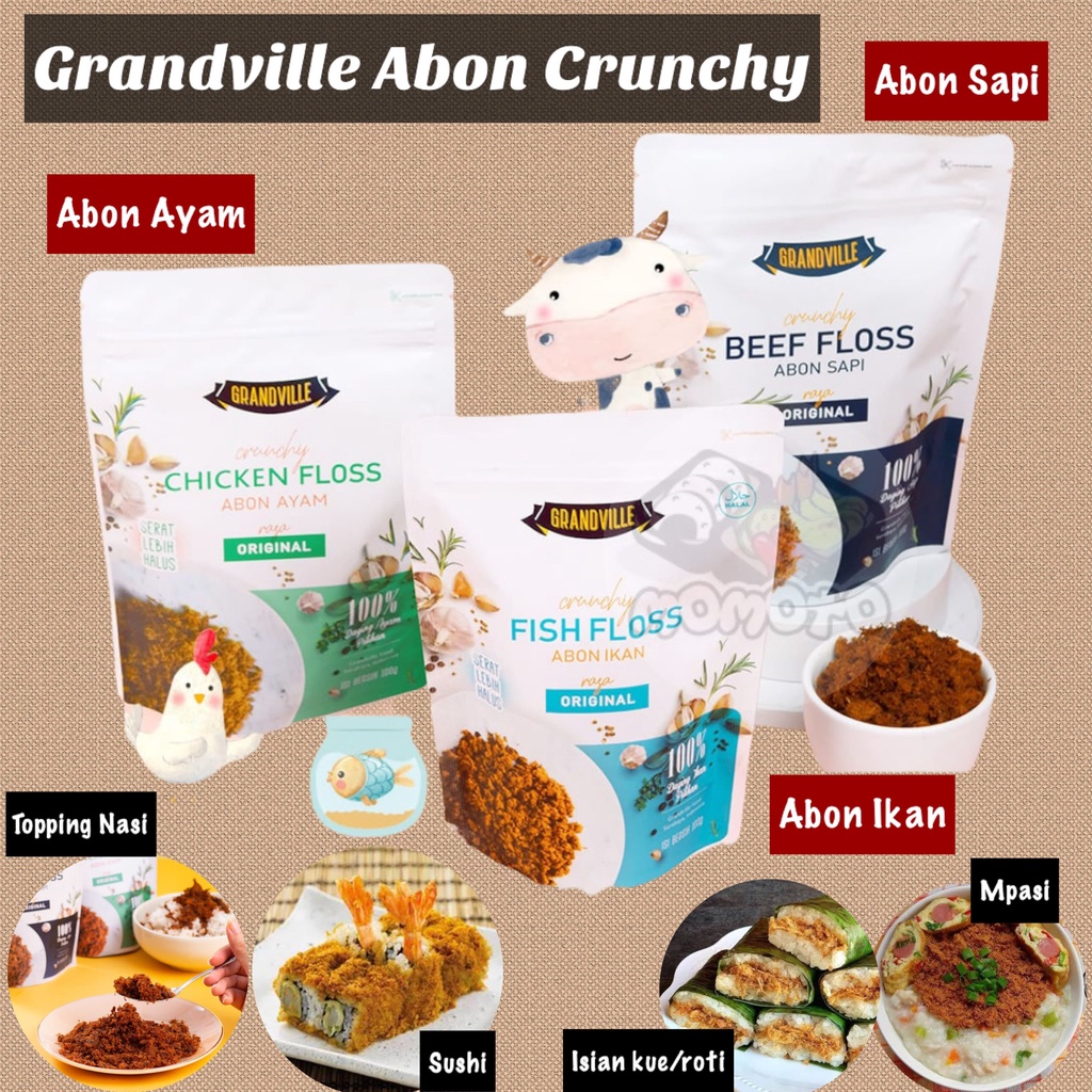 

Grandville Abon Sapi Ayam Ikan Crunchy Original Anak No MSG halal mpasi Penambah Nafsu Makan Penambah Berat Badan BB Booster MPASI Bayi Anti GTM