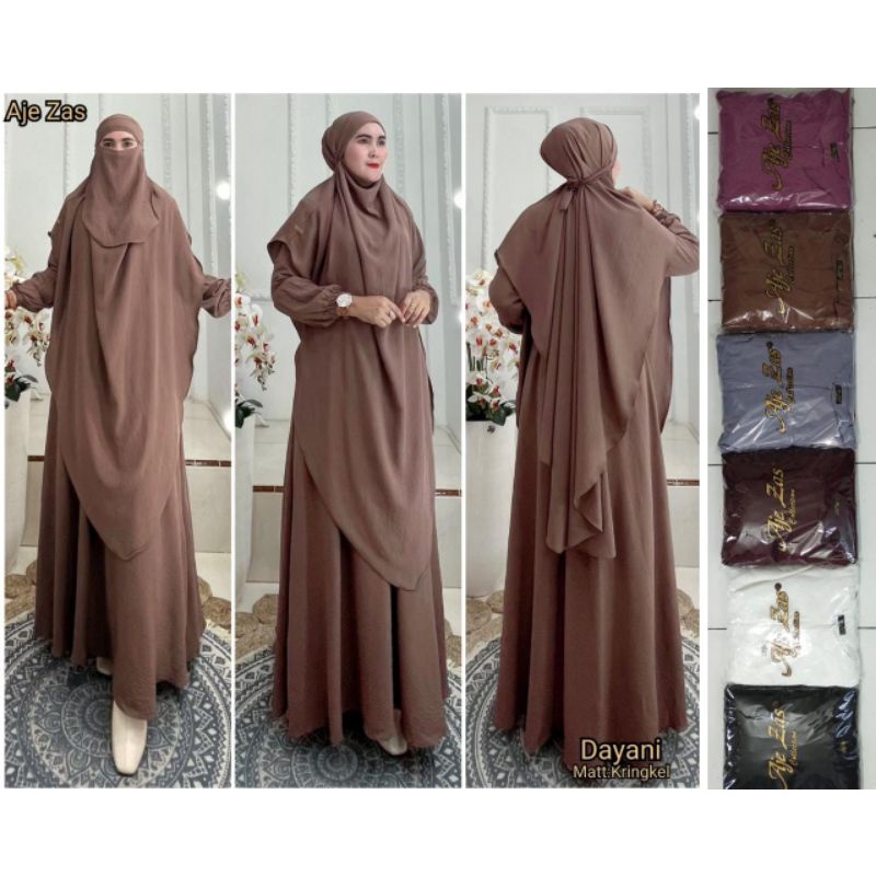 DAYANI SET SYARI BY AJE ZAS COLLECTION GAMIS MEWAH POLOS PLUS CADAR
