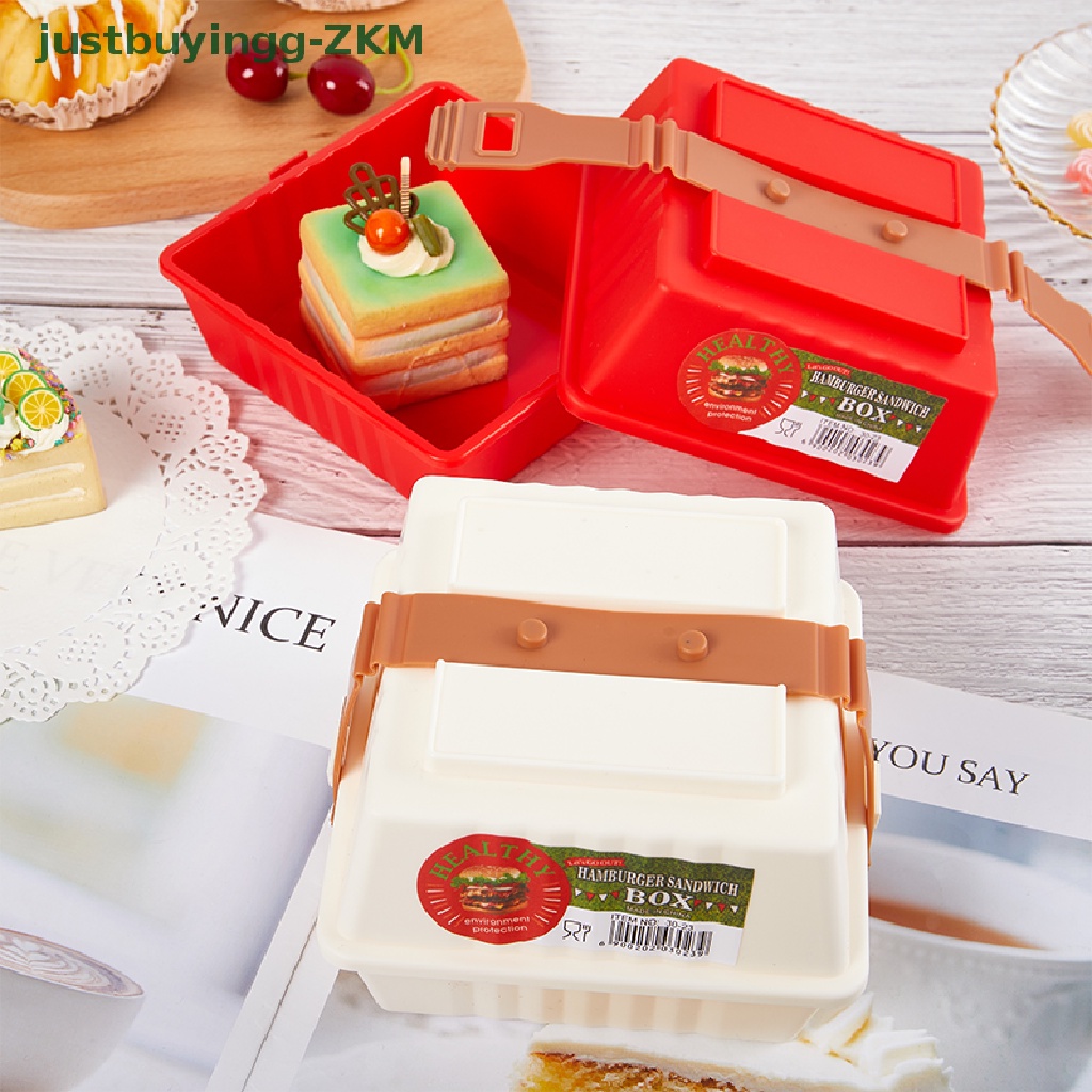 [justbuyingg] 1pc 12CM Reusable Burger Picnic Storage Box Dengan Tutup Anti Bocor Kotak Penyimpanan [RICO]