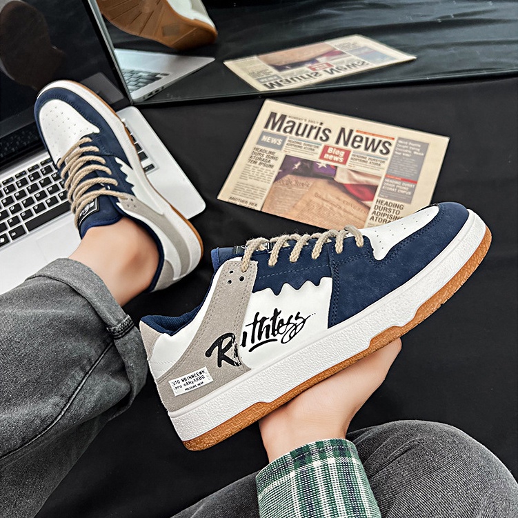 official whoppy sl23 sepatu cowok keren sneakers casual pria dewasa kulit sintetis putih tulang