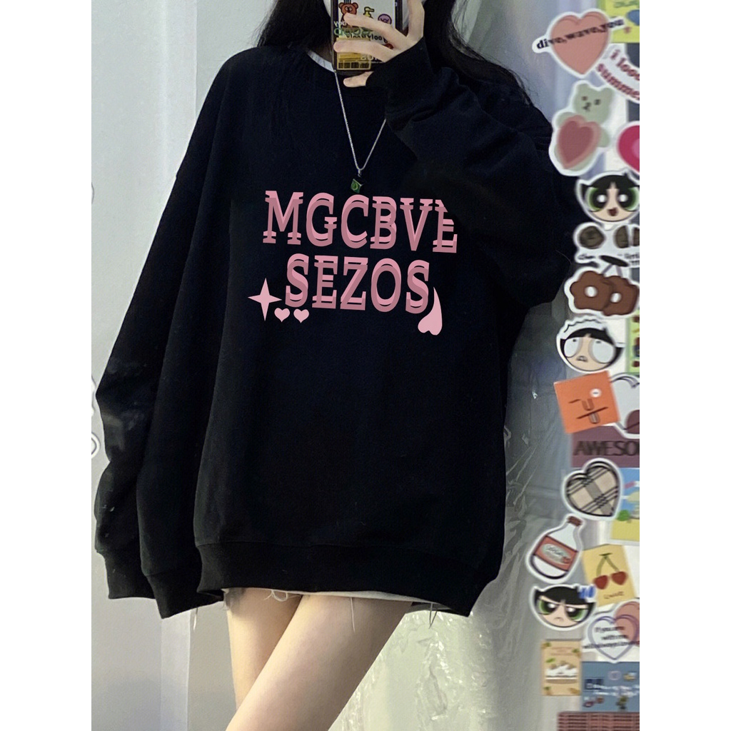 Sweater Pink Letters kaos oversize baju korean style wanita ootd A0224