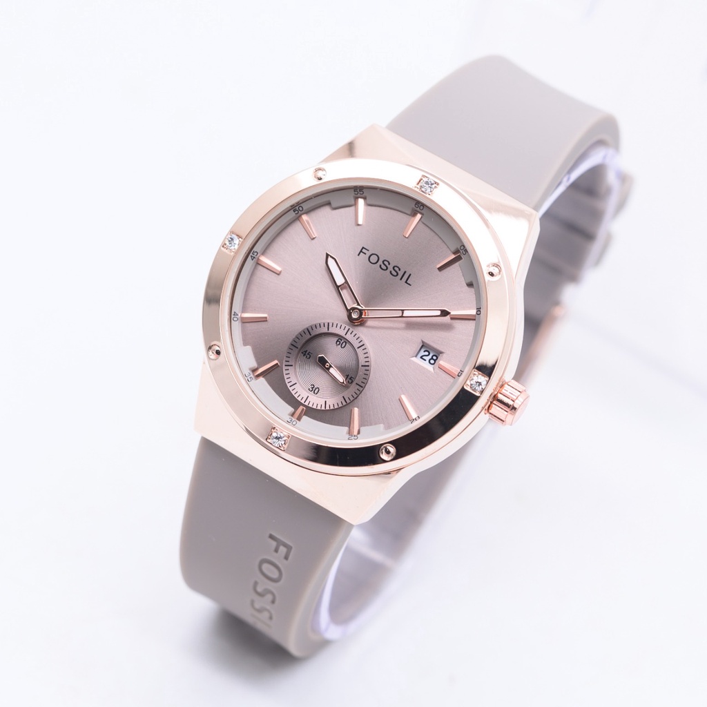 COD - Jam Tangan Wanita F3955Hp Chrono Detik Tanggal Aktif Tali Rubber Free Box & Baterai Cadangan